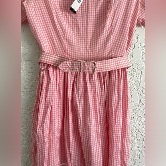 Vintage Picky Jane® x Free People Pink/White gingham midi dress size 8 - Picture 3 of 8